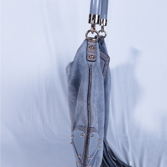 Vintage Gucci Indy Bag l large l Grey suede l Python - Picture 10 of 14